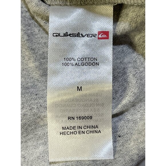 Quiksilver Mens Medium T-Shirt Kauai Heather Gray Logo Print Cotton Crew Neck - Picture 14 of 14